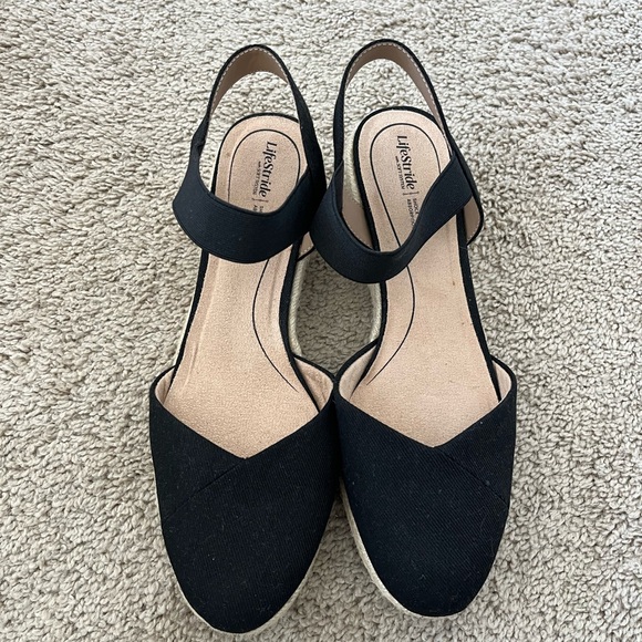 Life Stride Black Canvas Wedges - Picture 3 of 6